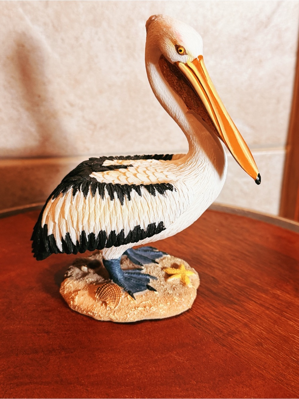 Gorgeous Pelican Figurine 6 inches with starfish